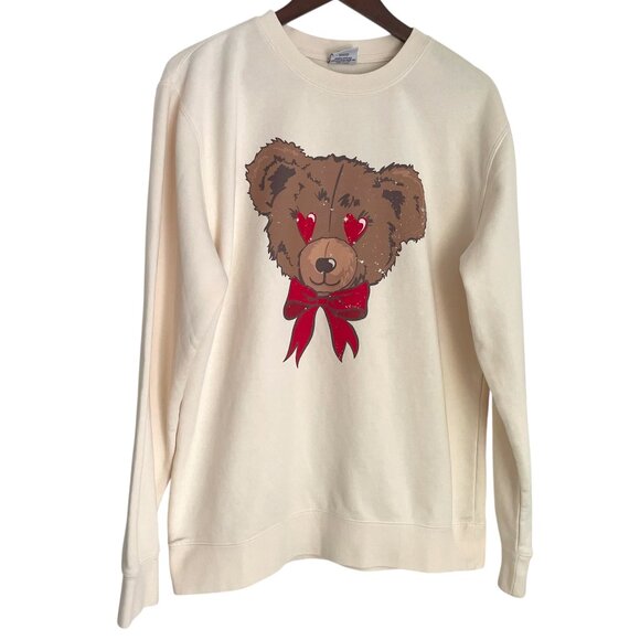 Mallory Ervin Tops - Living Fully Mallory Ervin Sweatshirt M Cream Teddy Bear I Love You Beary Much
